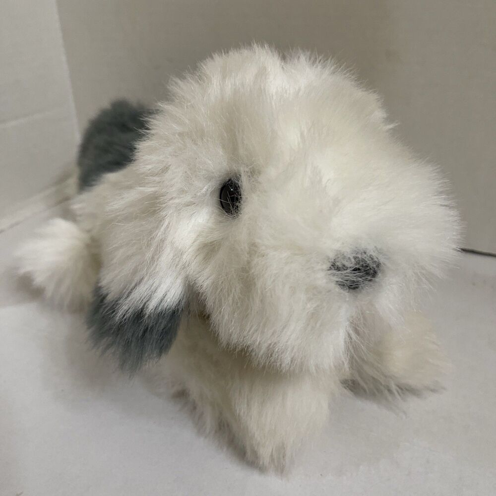 Old English Shepherd Puppy Dig Plush Caltoy Fluffy Grey White 14” Stuffed Animal